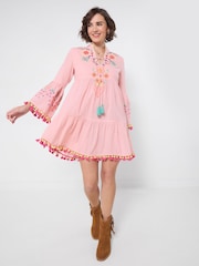 Joe Browns Pink Delightful Doby Tunic Dress - Image 3 of 6