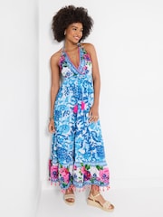 Joe Browns Blue Arabella Sequin and Embroidered Maxi Dress - Image 5 of 6