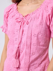 Joe Browns Pink Beautiful Broderie Top - Image 2 of 5
