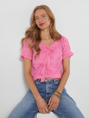 Joe Browns Pink Beautiful Broderie Top - Image 3 of 5