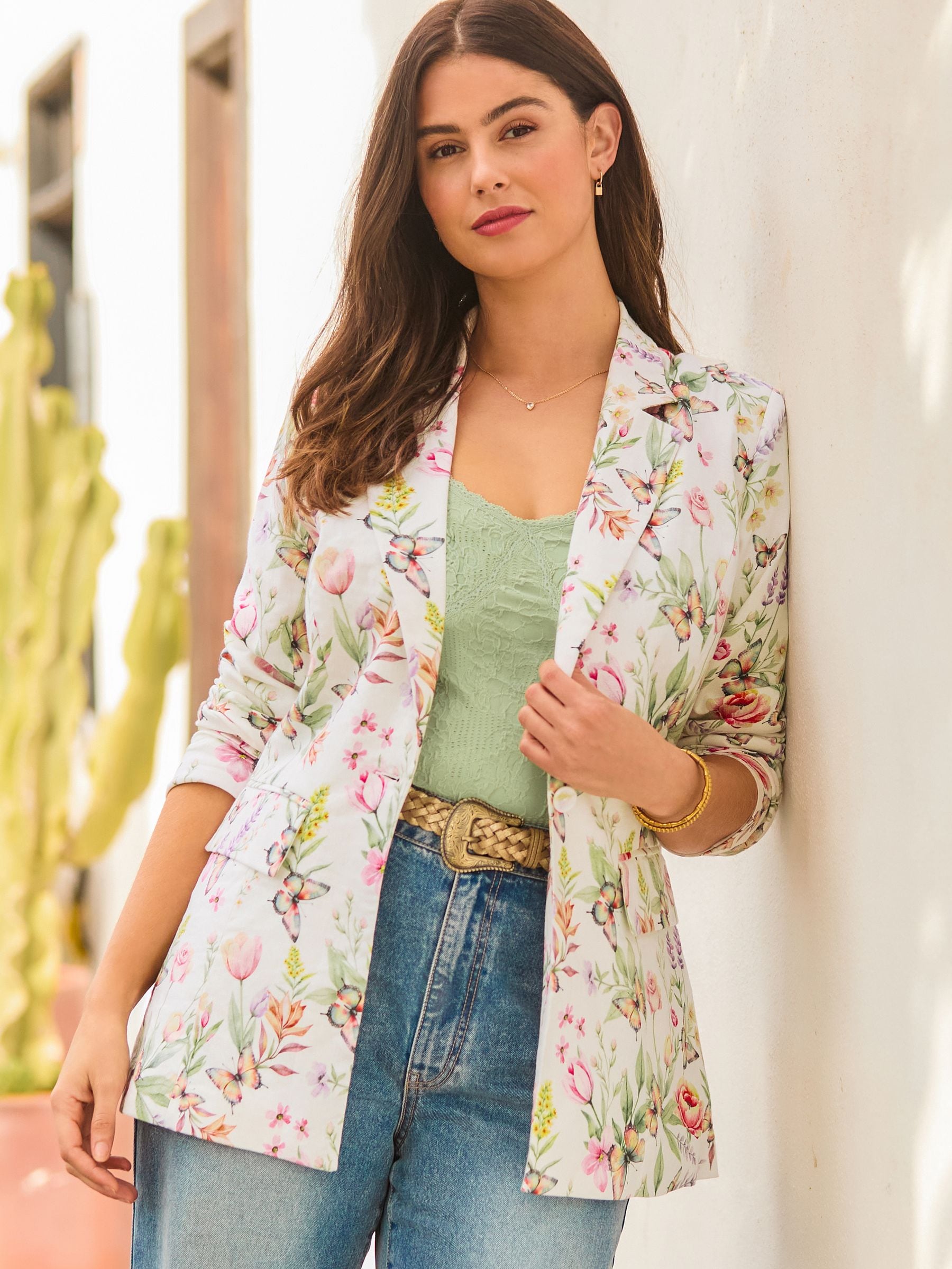 Buy Joe Browns White Beautiful Butterfly Linen Blend Jacket from