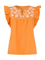 Joe Browns Orange Nina Embroidered Jersey Top - Image 5 of 5