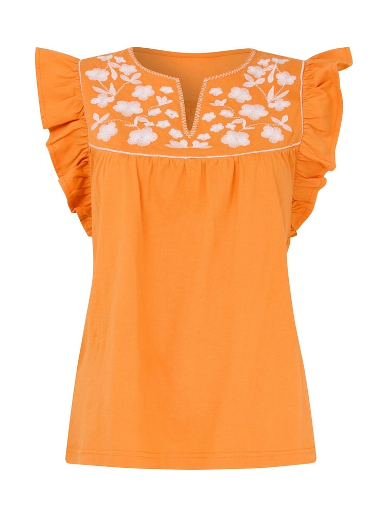 Joe Browns Orange Nina Embroidered Jersey Top - Image 5 of 5