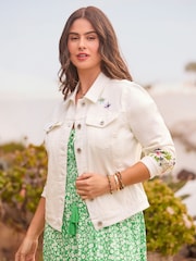 Joe Browns White Spring Meadows Embroidered Denim Jacket - Image 1 of 6