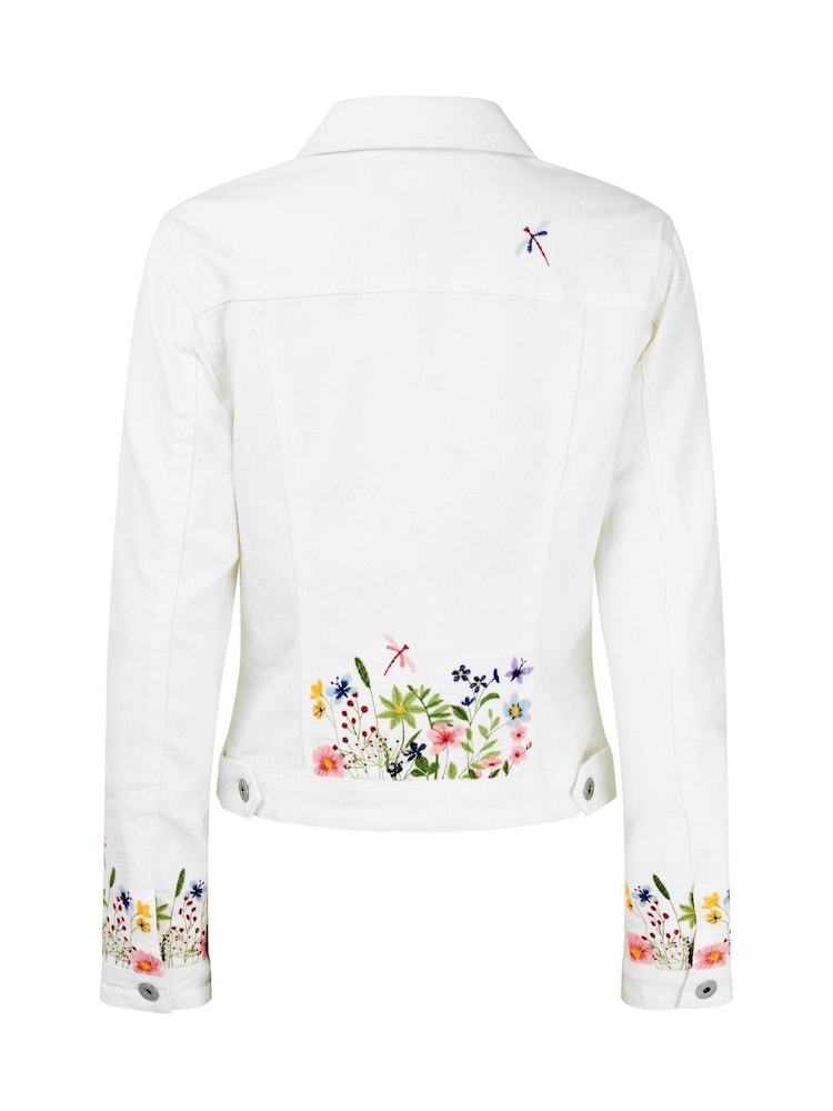 Joe Browns White Spring Meadows Embroidered Denim Jacket - Image 6 of 6