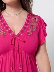 Joe Browns Pink Emily Embroidered Jersey Top - Image 4 of 6
