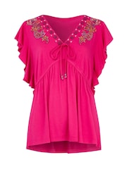 Joe Browns Pink Emily Embroidered Jersey Top - Image 6 of 6