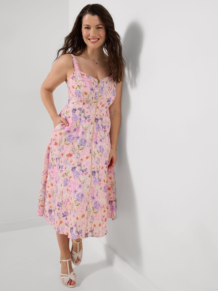 Joe Browns Pink Bella Linen Blend Dress - Image 1 of 6