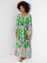 Joe Browns Green Summer Carnival Printed Maxi Dress - Image 5 of 6