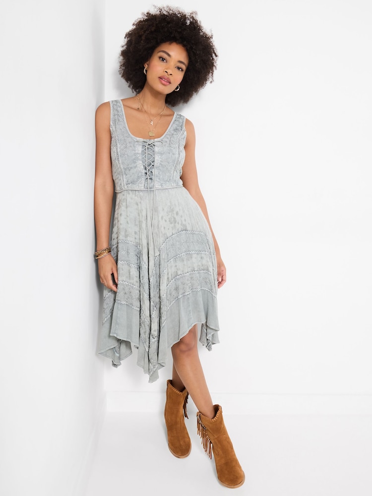 Joe Browns Grey Evie Jacquard And Embroidered Dress - Image 1 of 5