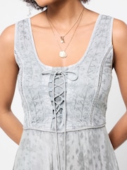 Joe Browns Grey Evie Jacquard And Embroidered Dress - Image 4 of 5