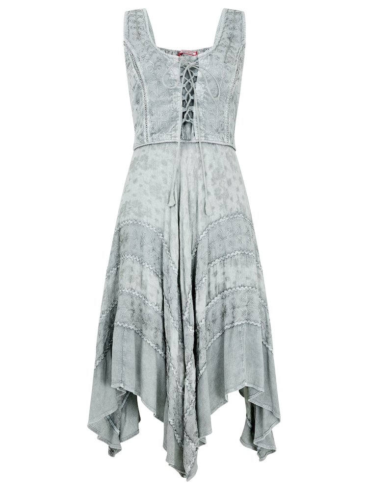 Joe Browns Grey Evie Jacquard And Embroidered Dress - Image 5 of 5
