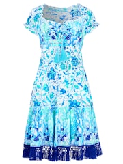Joe Browns Blue Ocean Sequin and Embroidered Dress - Image 6 of 6