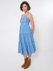 Joe Browns Blue Ellie Embroidered Denim Dress - Image 3 of 5