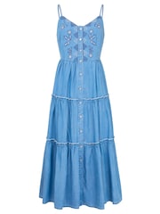 Joe Browns Blue Ellie Embroidered Denim Dress - Image 5 of 5