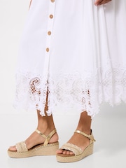 Joe Browns White Beautiful Button Front Lace Trim Skirt - Image 3 of 6
