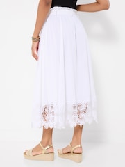 Joe Browns White Beautiful Button Front Lace Trim Skirt - Image 4 of 6
