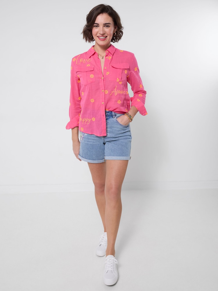 Joe Browns Pink Feel The Love Embroidered Shirt - Image 1 of 6