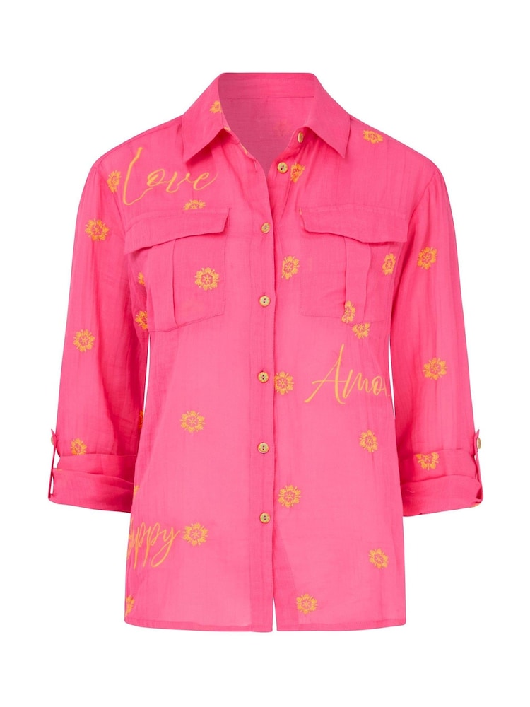 Joe Browns Pink Feel The Love Embroidered Shirt - Image 6 of 6