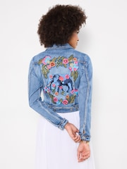 Joe Browns Blue Enchanting Embroidered Elephant Denim Jacket - Image 4 of 6