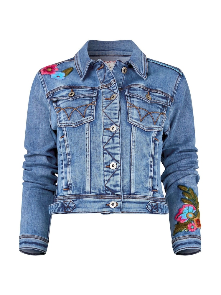 Joe Browns Blue Enchanting Embroidered Elephant Denim Jacket - Image 6 of 6