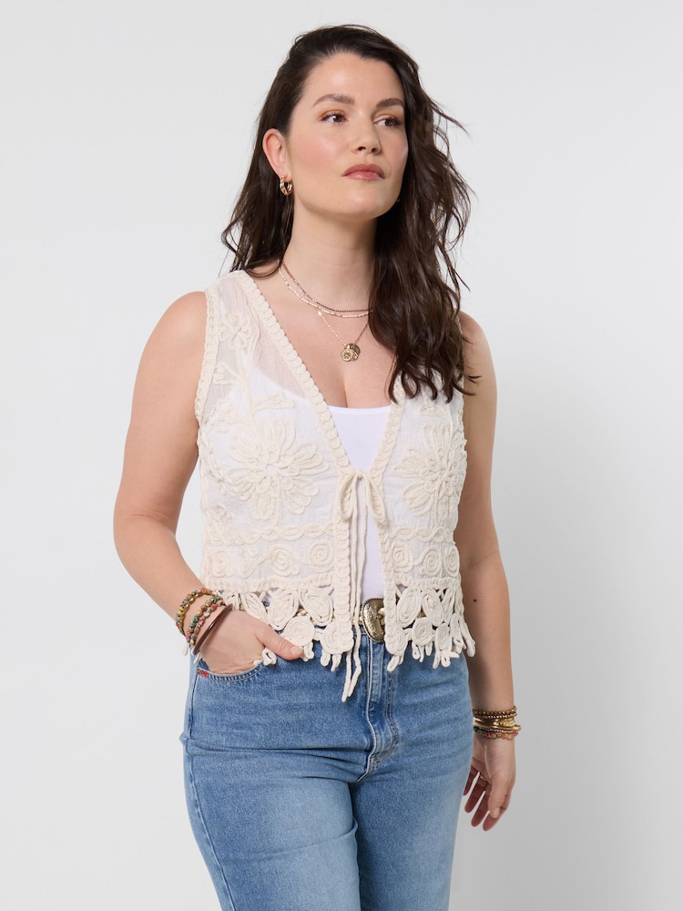 Joe Browns White Boho Vibes Waistcoat - Image 1 of 6 Joe Browns White Boho Vibes Waistcoat - Image 1 of 6
