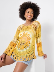 Joe Browns Yellow Summer Sunshine Crochet Jumper - Image 1 of 6