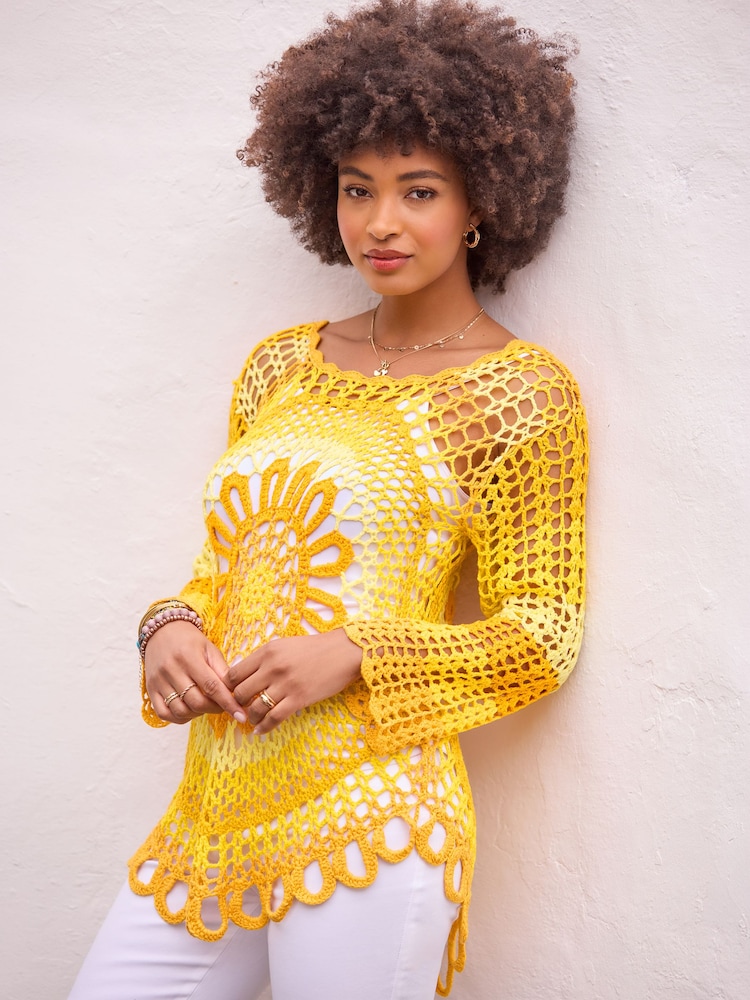 Joe Browns Yellow Summer Sunshine Crochet Jumper - Image 2 of 6