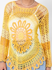 Joe Browns Yellow Summer Sunshine Crochet Jumper - Image 3 of 6