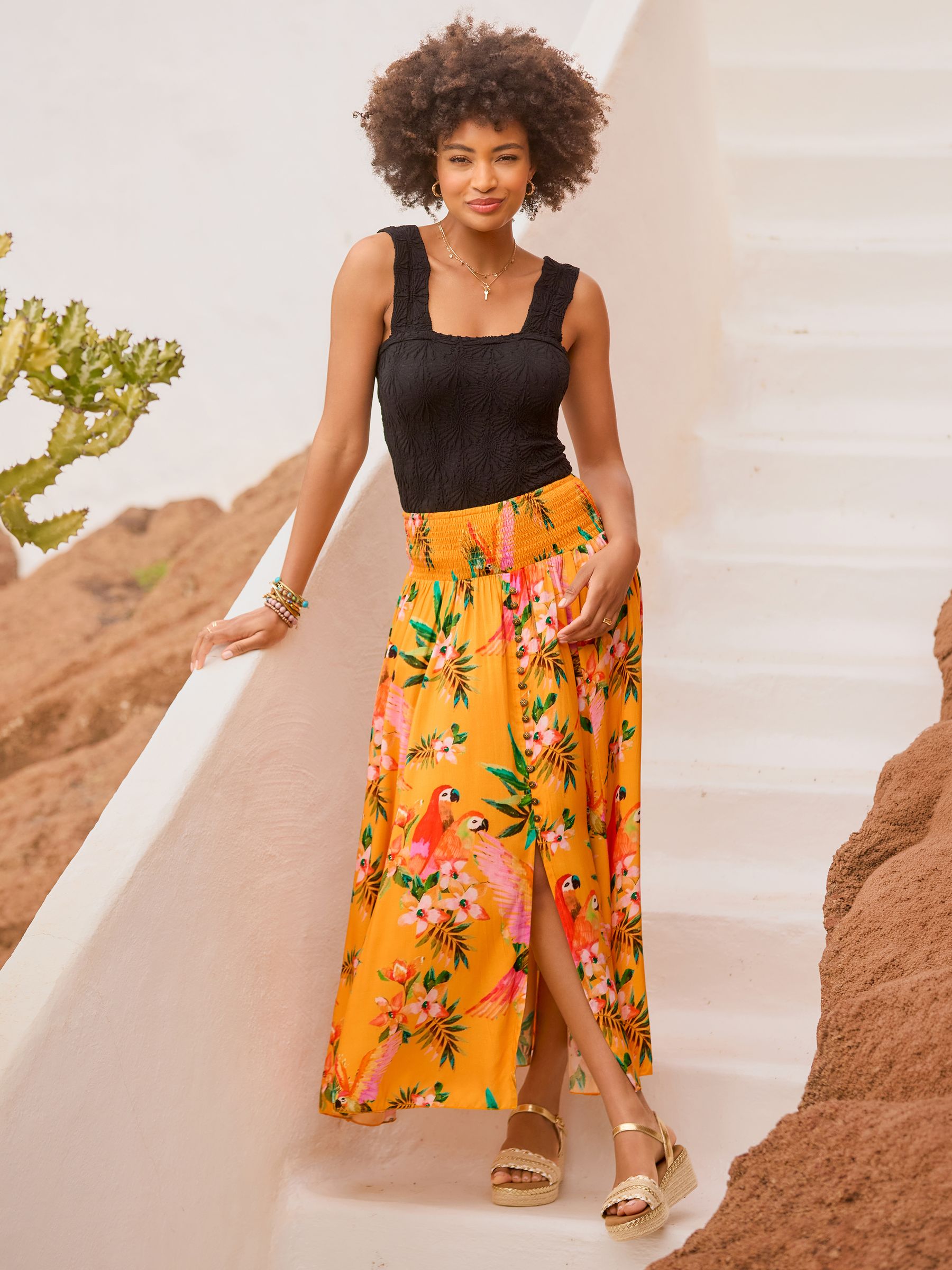 Buy Joe Browns Yellow Perfect Paradise Button Front Maxi Skirt