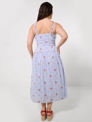 Joe Browns Blue Penny Ditsy Print Stripe Dress - Image 4 of 6