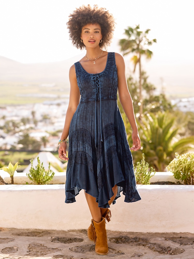 Joe Browns Blue Evie Jacquard And Embroidered Dress - Image 1 of 6
