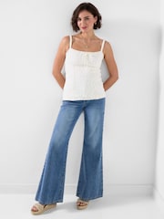 Joe Browns Cream Summer Dreaming Textured Tie Front Vest - Image 1 of 5