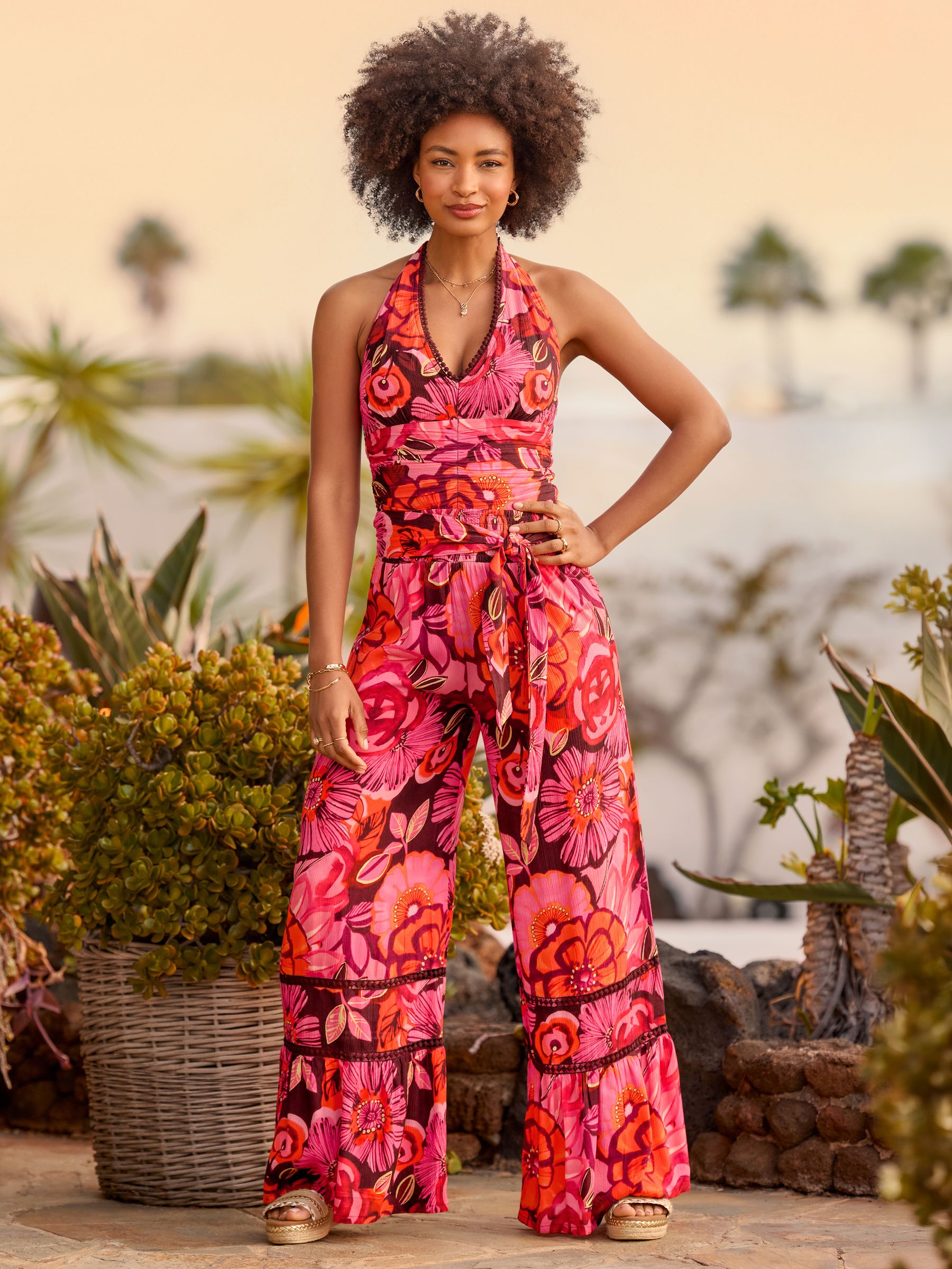 Buy Joe Browns Pink Fabulous Floral Wide Leg Trousers from the