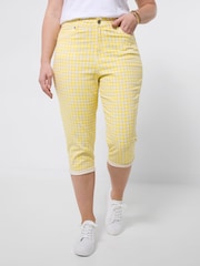 Joe Browns Yellow Summer Sunshine Gingham Capri Trousers - Image 2 of 6