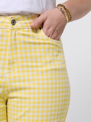 Joe Browns Yellow Summer Sunshine Gingham Capri Trousers - Image 3 of 6