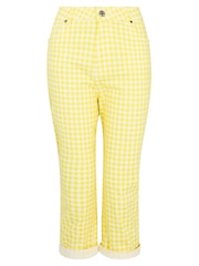 Joe Browns Yellow Summer Sunshine Gingham Capri Trousers - Image 6 of 6