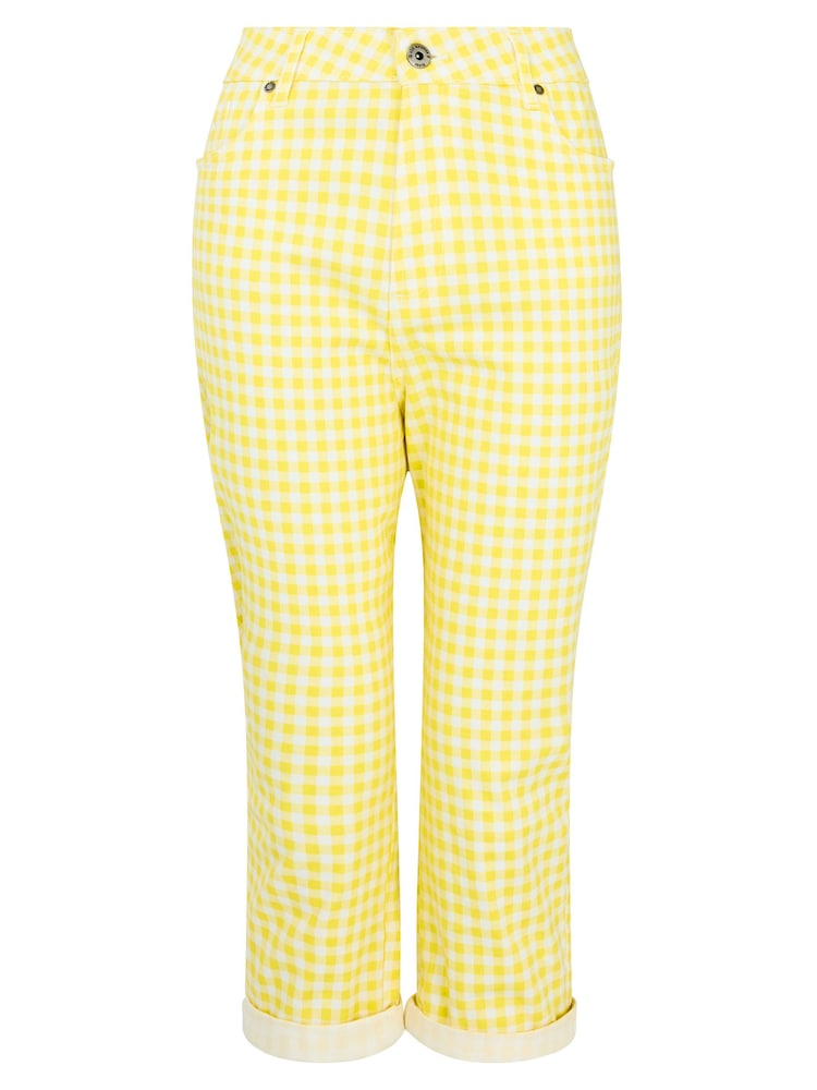 Joe Browns Yellow Summer Sunshine Gingham Capri Trousers - Image 6 of 6