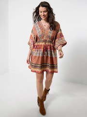 Joe Browns Orange Boho Beach Tunic - Image 3 of 6