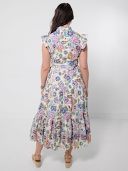 Joe Browns White Beautiful Printed Broderie Dress - Image 4 of 5