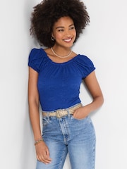 Joe Browns Blue Freya Textured Boho Top - Image 1 of 5