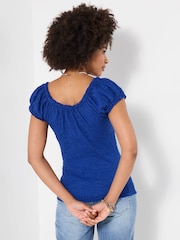 Joe Browns Blue Freya Textured Boho Top - Image 4 of 5