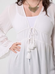 Joe Browns White Lara Cover Up Blouse - Image 4 of 5