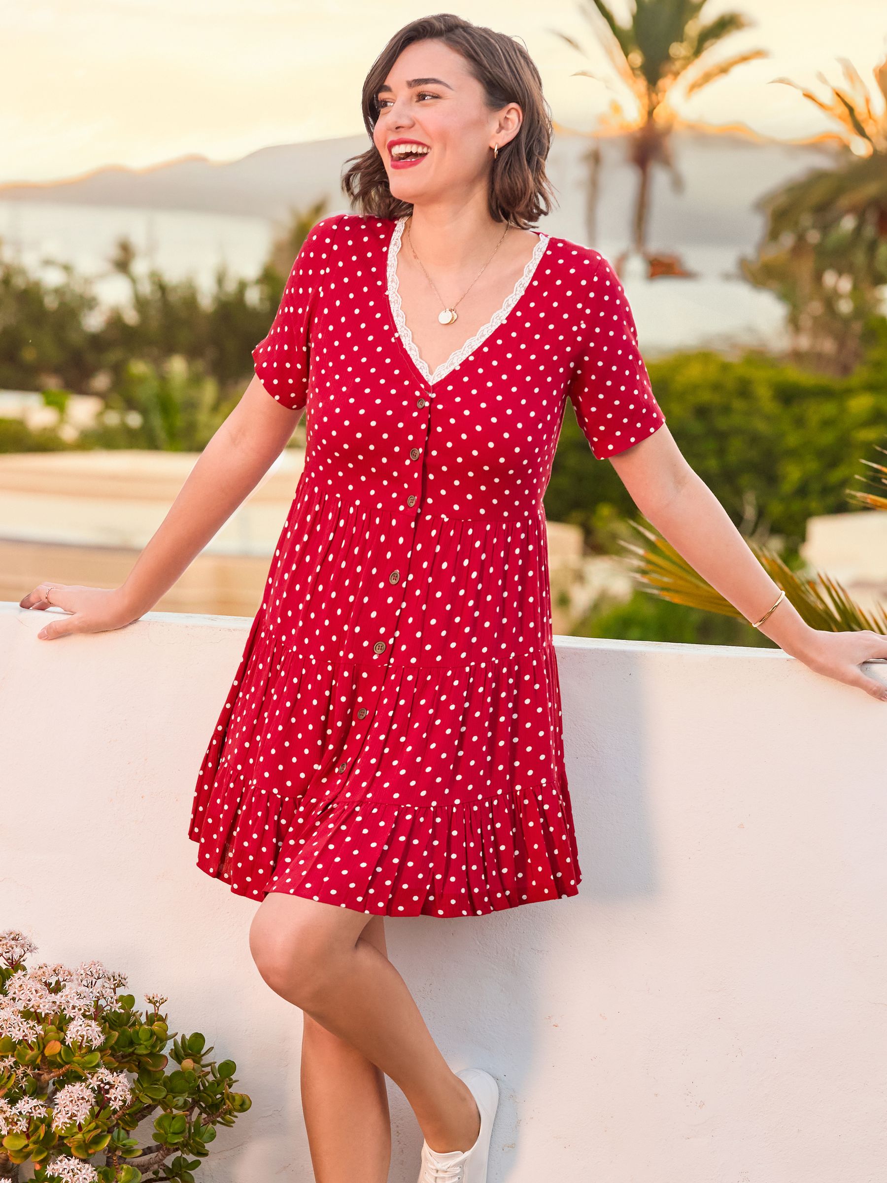 Joe Browns Women's Red Summer Sunshine Spotty Tunic