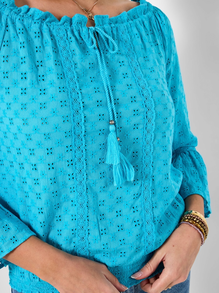 Joe Browns Blue Perfect Holiday Broderie Top - Image 2 of 6 Joe Browns Blue Perfect Holiday Broderie Top - Image 2 of 6