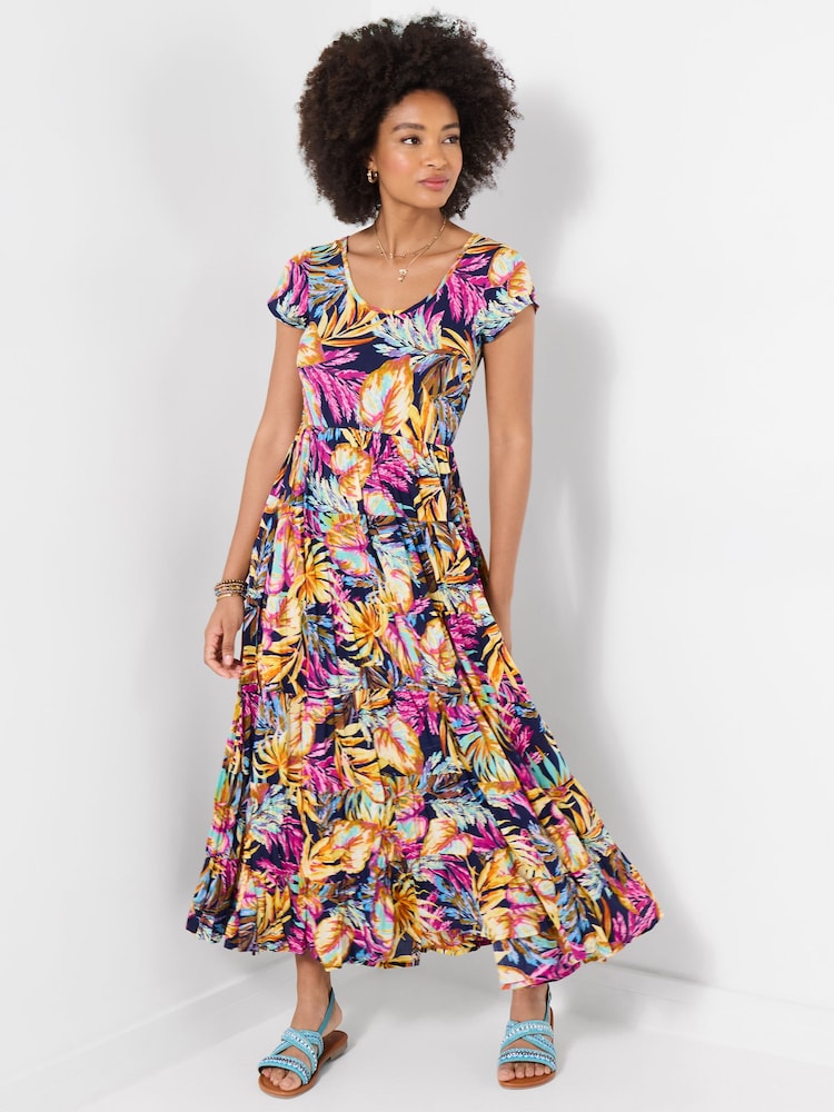 Joe Browns Blue Tropical Island Crinkle Maxi Dress - Image 1 of 5