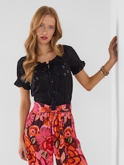 Joe Browns Black Beautiful Broderie Top - Image 4 of 5