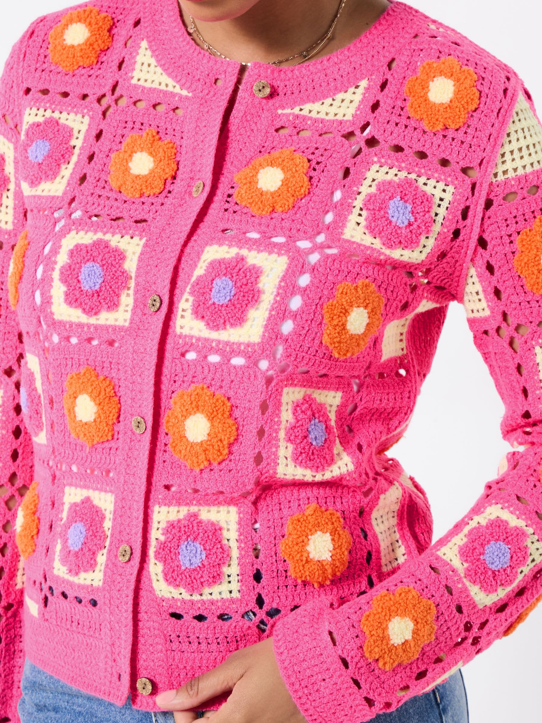 Buy Joe Browns Pink Fun And Floral Crochet Cardigan from the Next