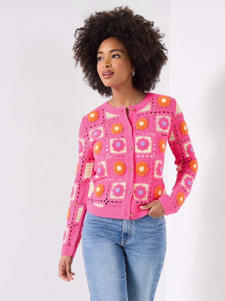 Joe Browns Pink Fun And Floral Crochet Cardigan - Image 2 of 6