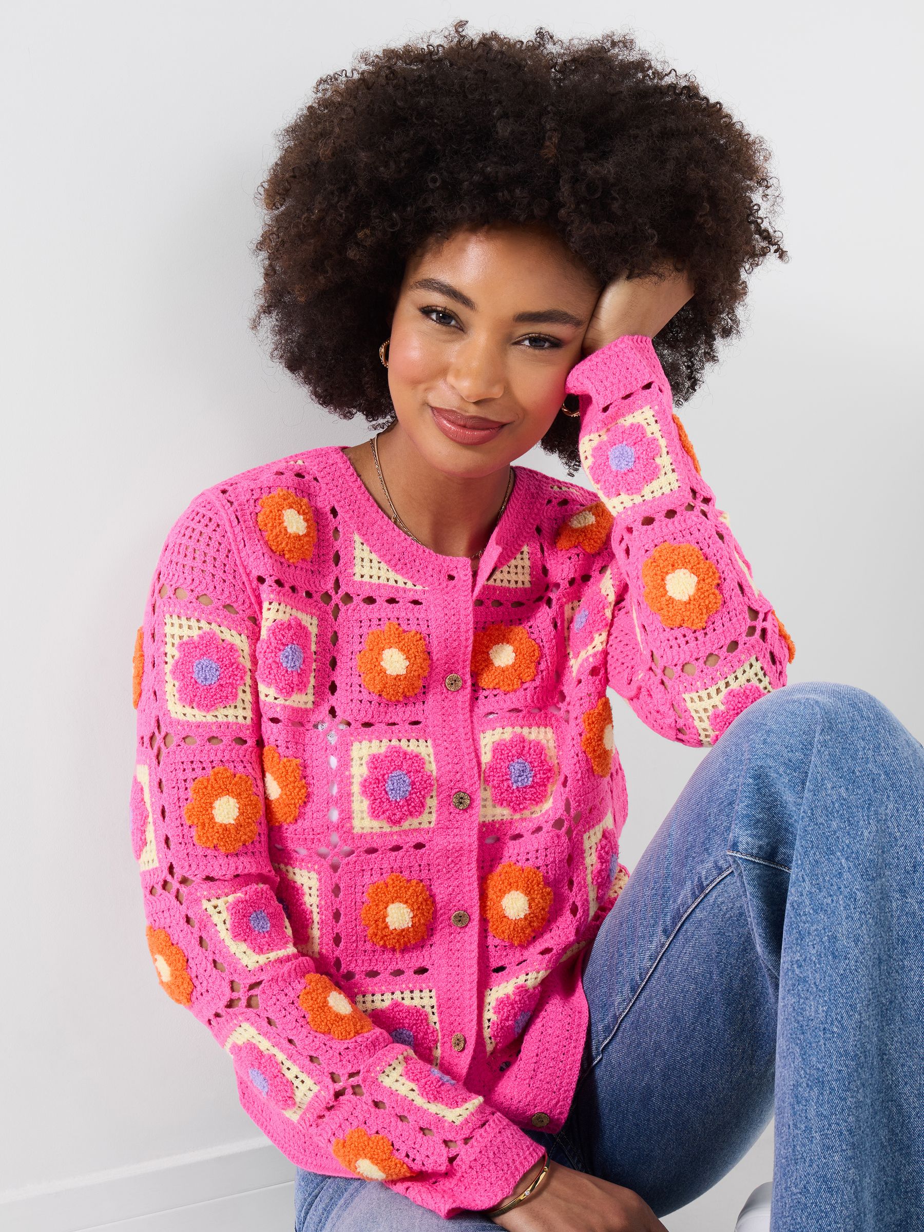 Buy Joe Browns Pink Fun And Floral Crochet Cardigan from the Next